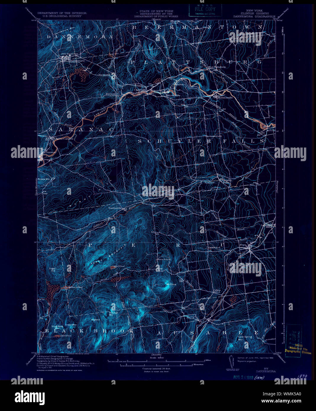 New York NY Dannemora 140584 1913 62500 Inverted Restoration Stock