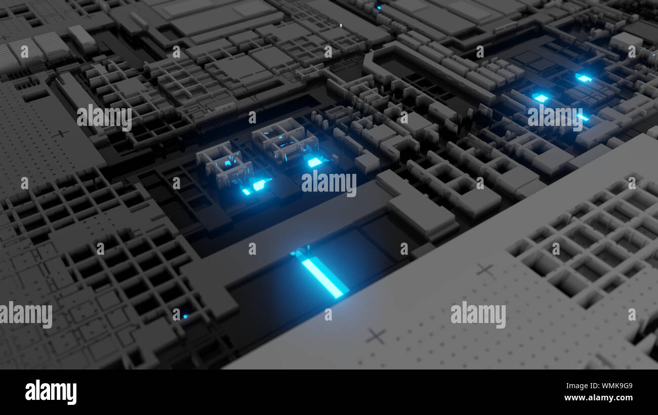 3d render Abstract Technology Background With Cubes. Digital technology ...