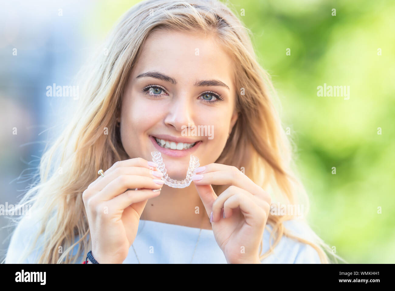 Invisible Aligners For Dental Correction In A Box Stock Photo