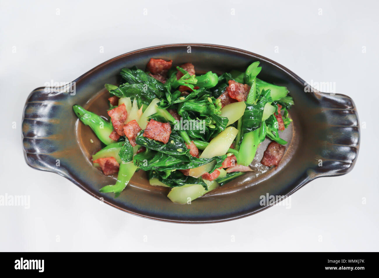 stirfried Chinese kale, stirfried kale with bacon and oyster sauce
