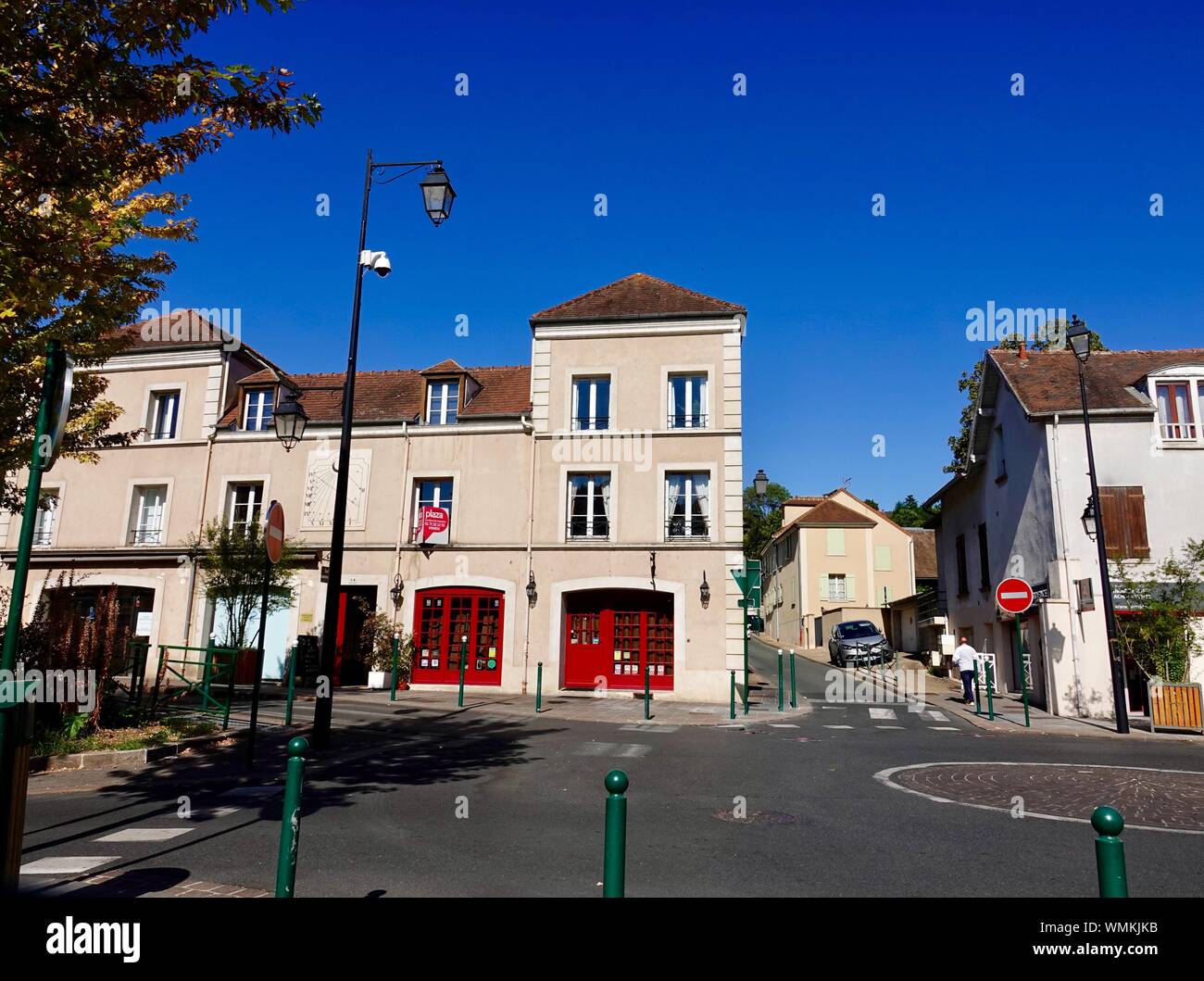 Streets of the small town of Andrésy, France, located thirty miles west of Paris in the Ile-de-France, at the confluence of the rivers Seine and Oise. Stock Photo