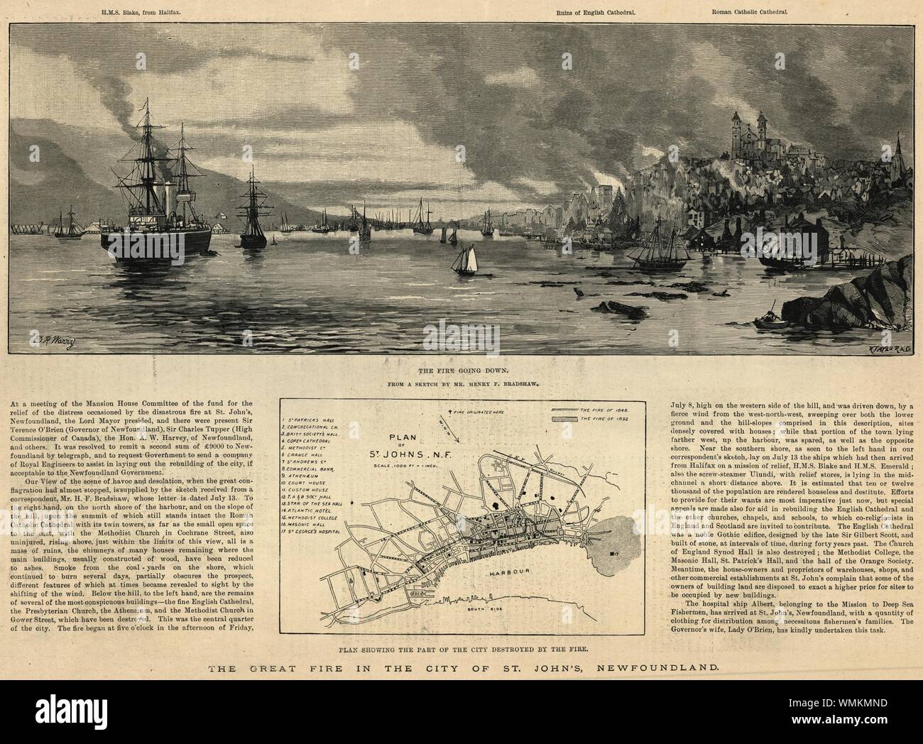 Great Fire of Saint John, Newfoundland. Plan of damage. Canada 1892 map