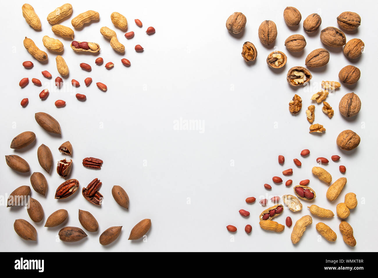 Mixed nuts, group of pecans, walnts and peanuts Stock Photo Alamy