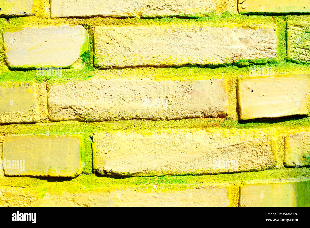 Yellow brick wall, bricks, background Stock Photo