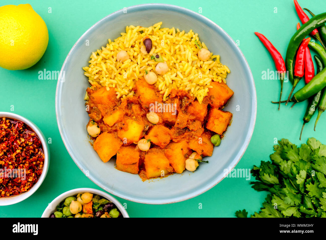 Indian Style Spicy Traditional Potato Vegetarian Curry With Yellow