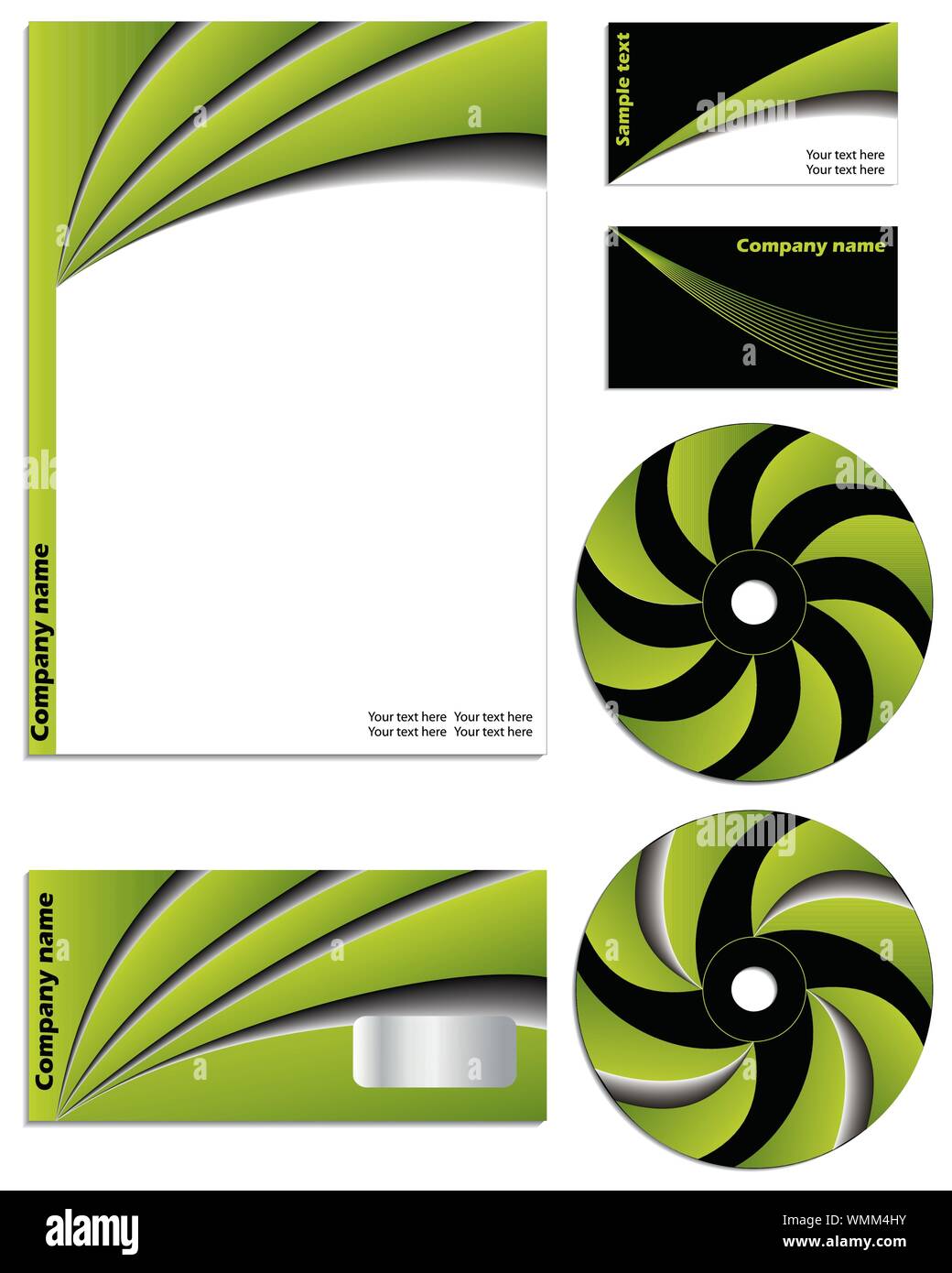 Green vs black company vector set Stock Vector