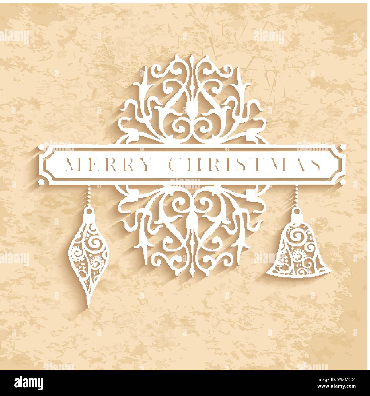 Merry Christmas vintage text card Stock Vector Image & Art - Alamy