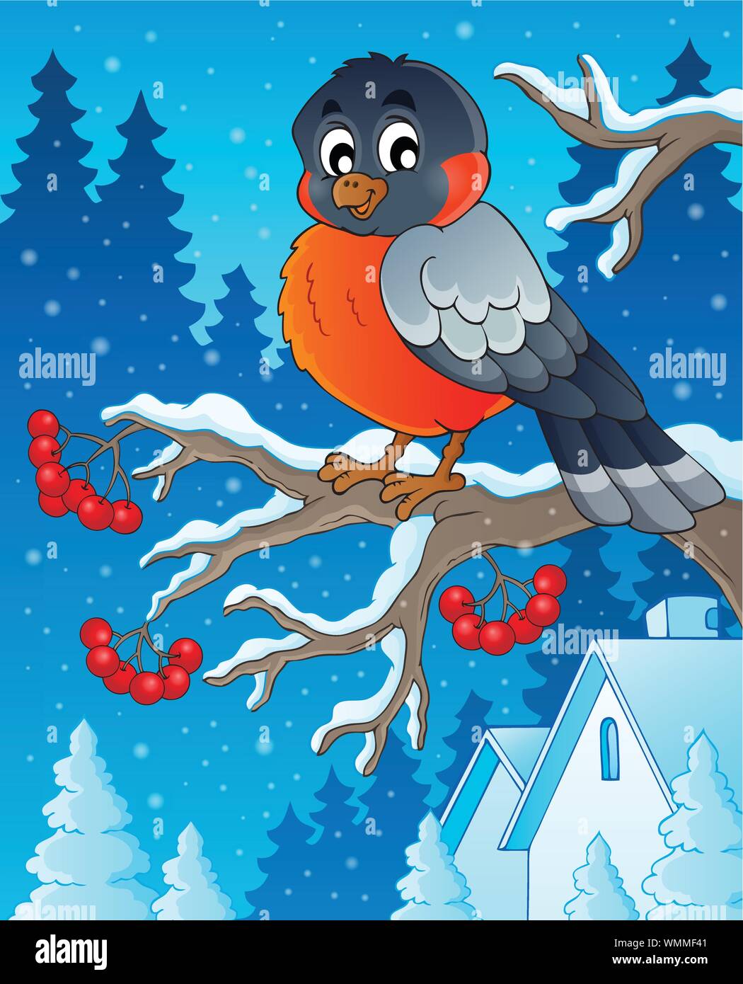 Winter Vector Bird Winter drawing young hi-res stock photography and images - Alamy