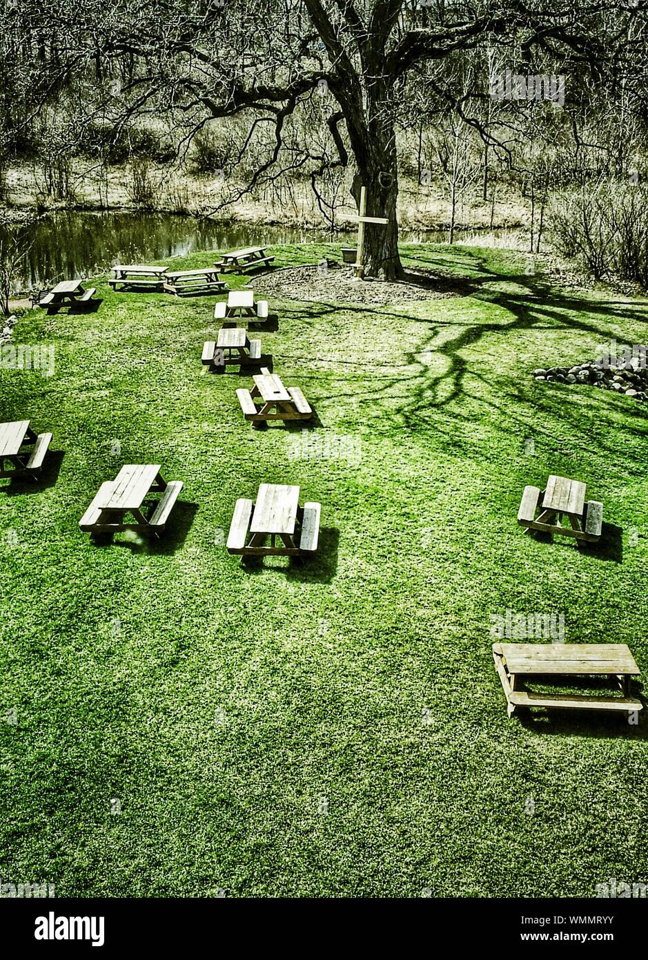 Elevated View Of Picnic Ground Stock Photo Alamy