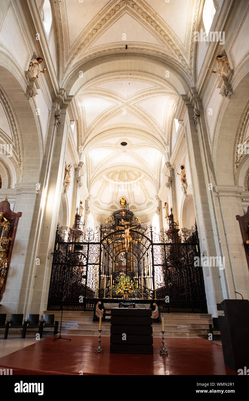 The altar of the Hofkirche St. Leodegar church, a landmark of baroque architecture in Lucerne, Switzerland. Stock Photo