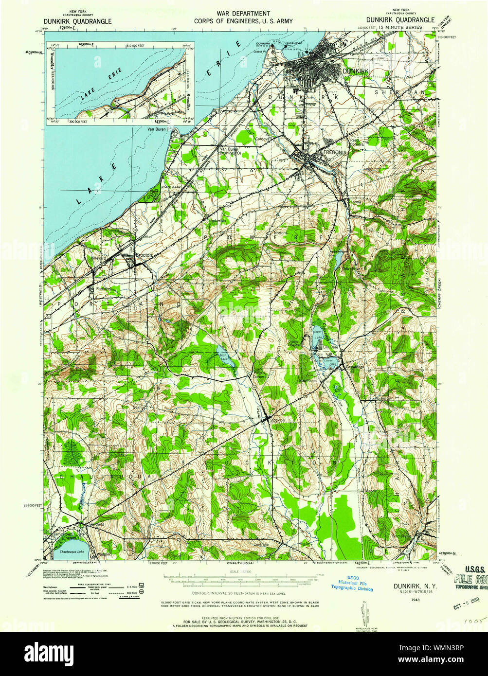Dunkirk new york map hi res stock - New York Ny Dunkirk 137921 1943 62500 Restoration WMN3RP