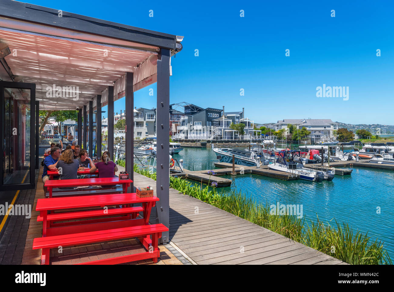 Waterfront restaurant on Thesen Island, Knysna, Garden Route, Western Cape, South Africa Stock Photo