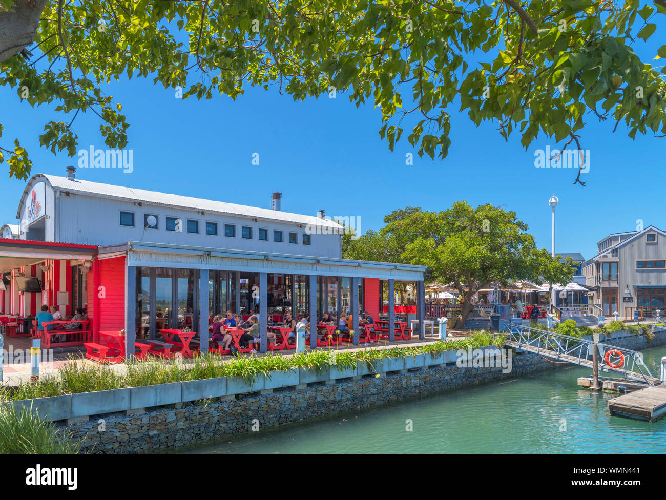 Waterfront restaurant on Thesen Island, Knysna, Garden Route, Western Cape, South Africa Stock Photo