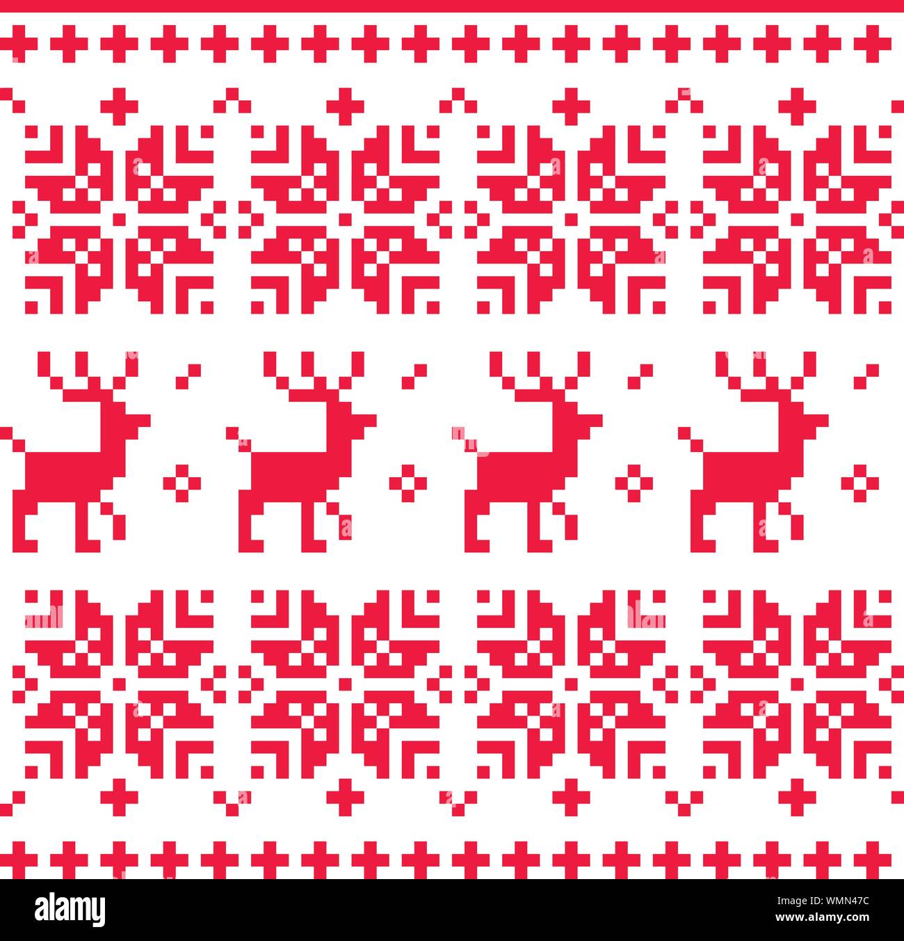 Nordic seamless knitted christmas pattern vector ( red ) Stock Vector