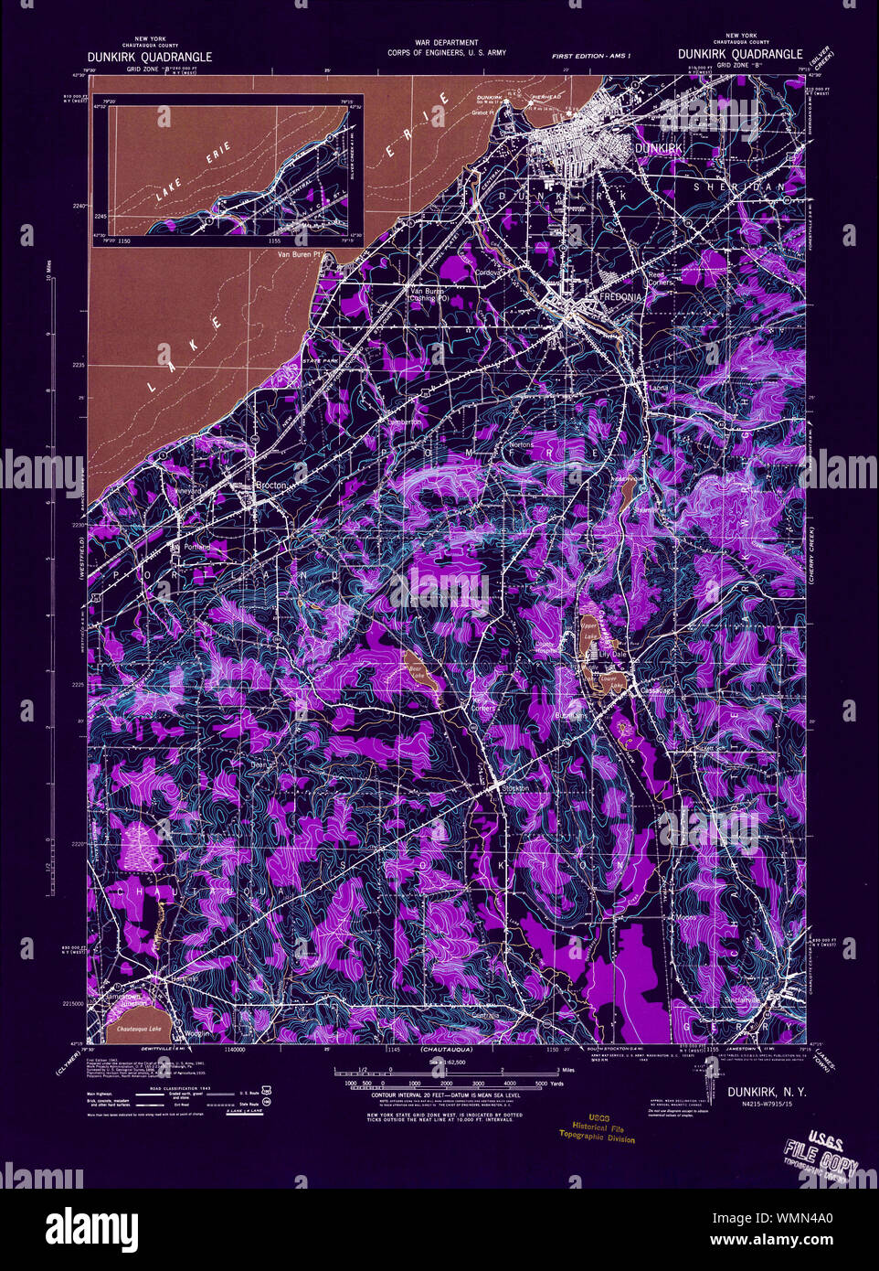 Map of dunkirk new york hi res - New York Ny Dunkirk 137923 1943 62500 Inverted Restoration WMN4A0