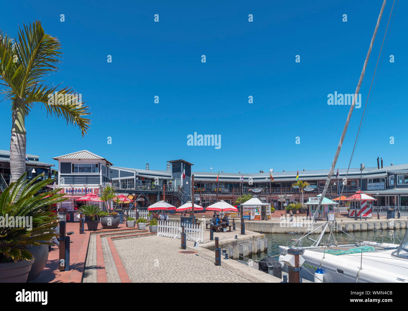The Waterfront at Knysna Quays, a shopping and dining complex in Knysna, Garden Route, Western Cape, South Africa Stock Photo