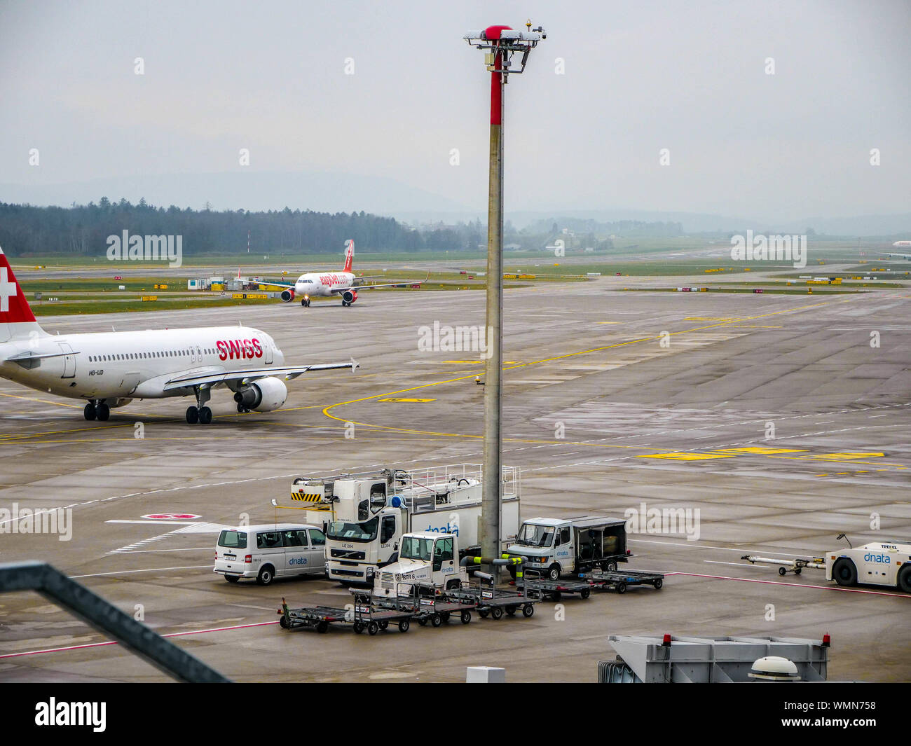 Swiss international Airlines airplane rotation out of Zurich airport ...