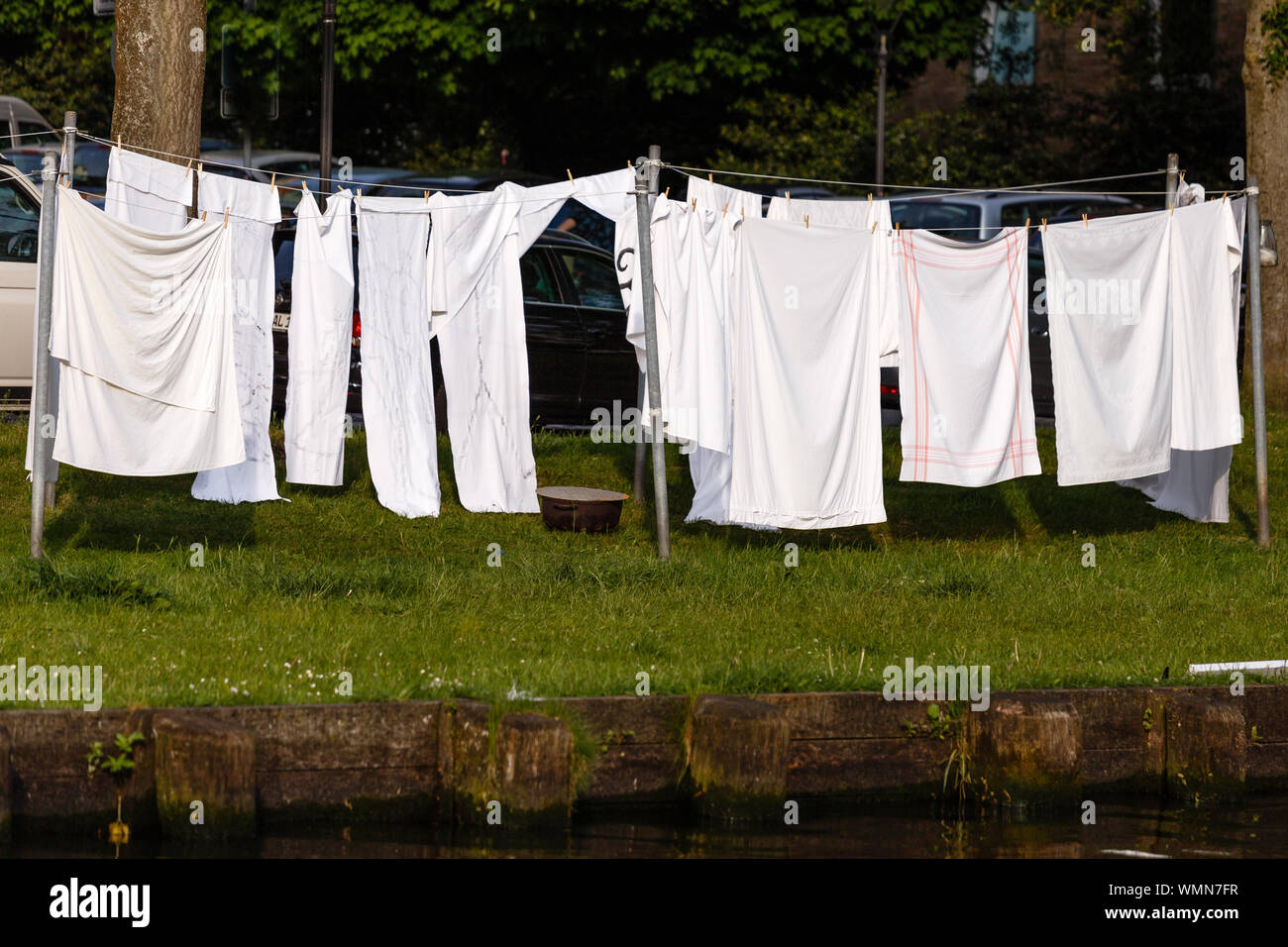 Clothes Drying On Clothesline Stock Photo Alamy