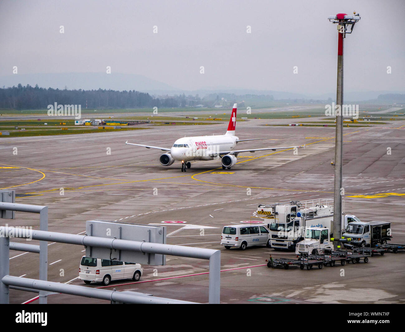 Swiss international Airlines airplane rotation out of Zurich airport ...