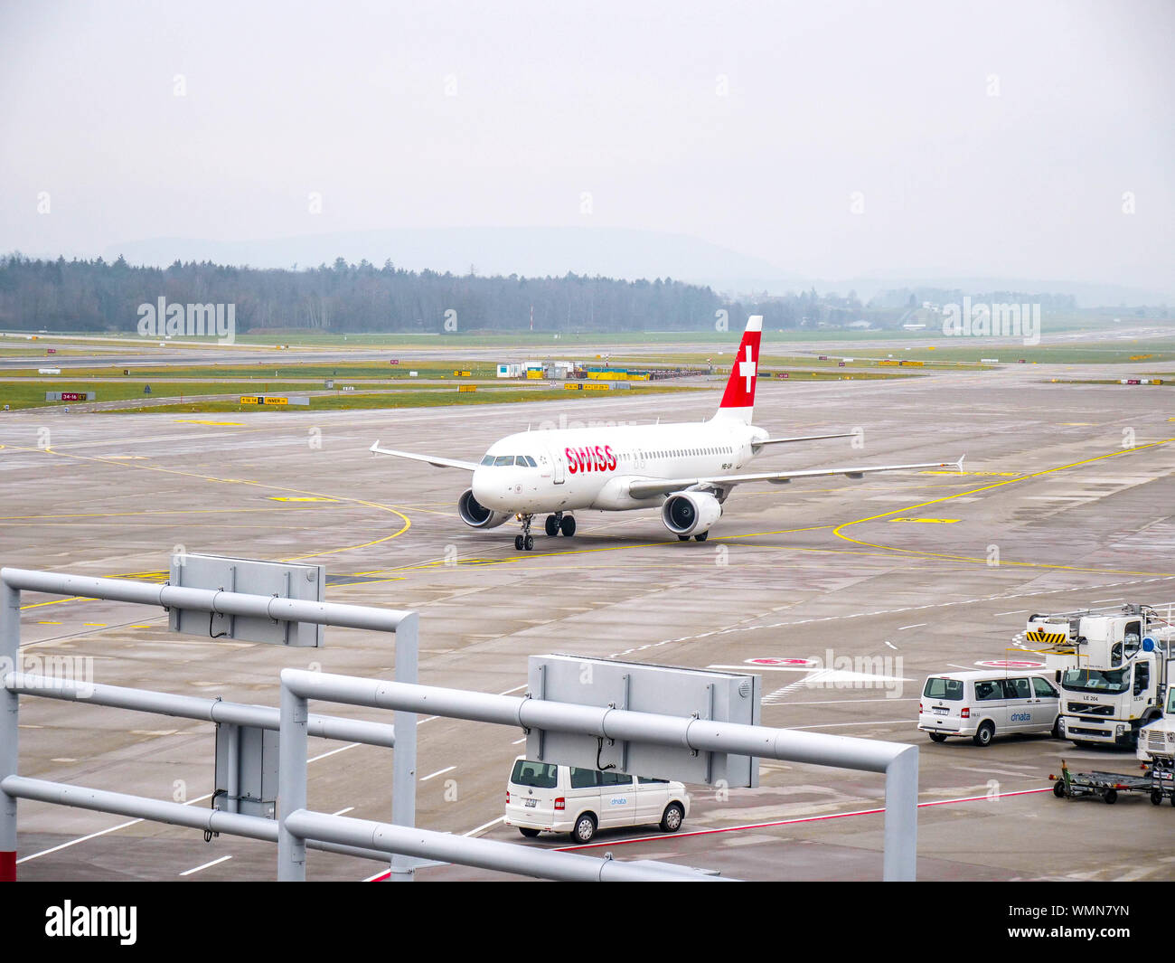 Swiss international Airlines airplane rotation out of Zurich airport ...