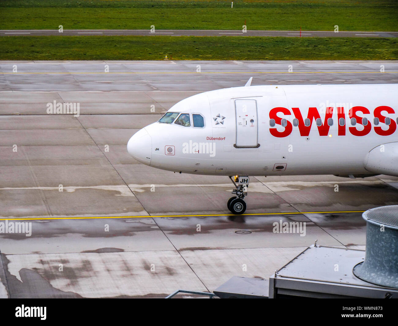Swiss international Airlines airplane rotation out of Zurich airport ...