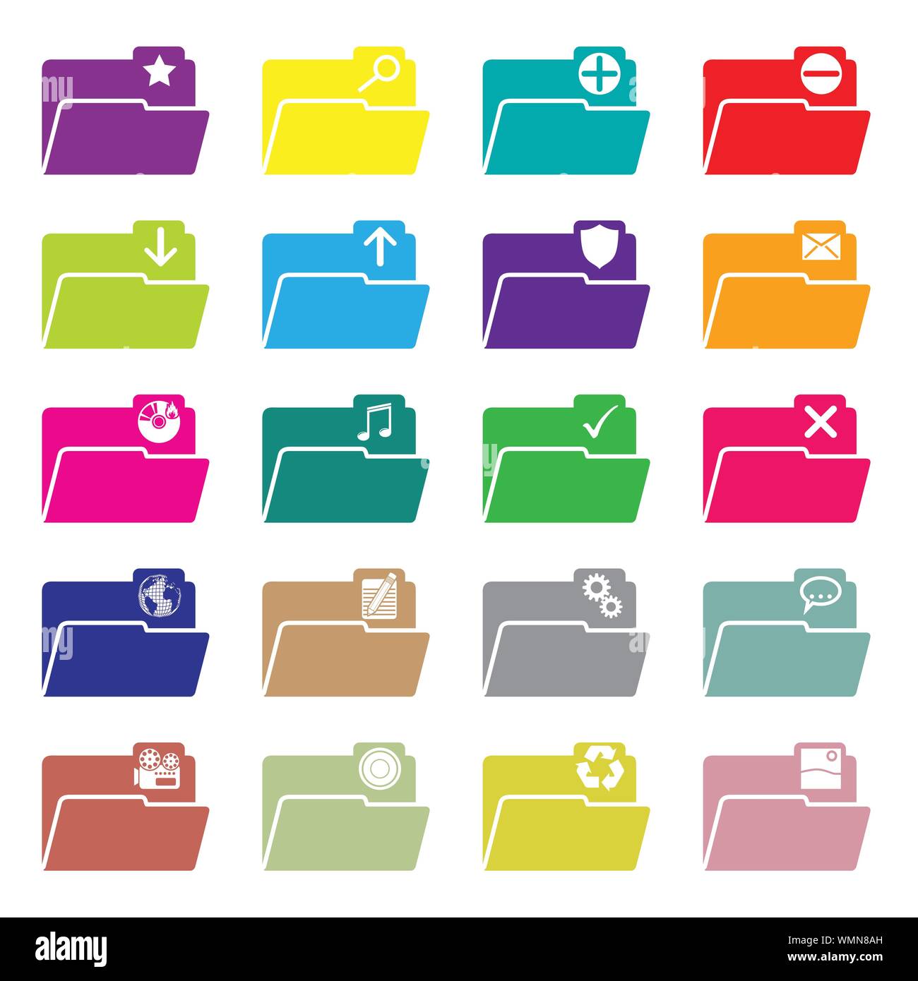 Flat folder icon set of 20 Stock Vector Image & Art Alamy
