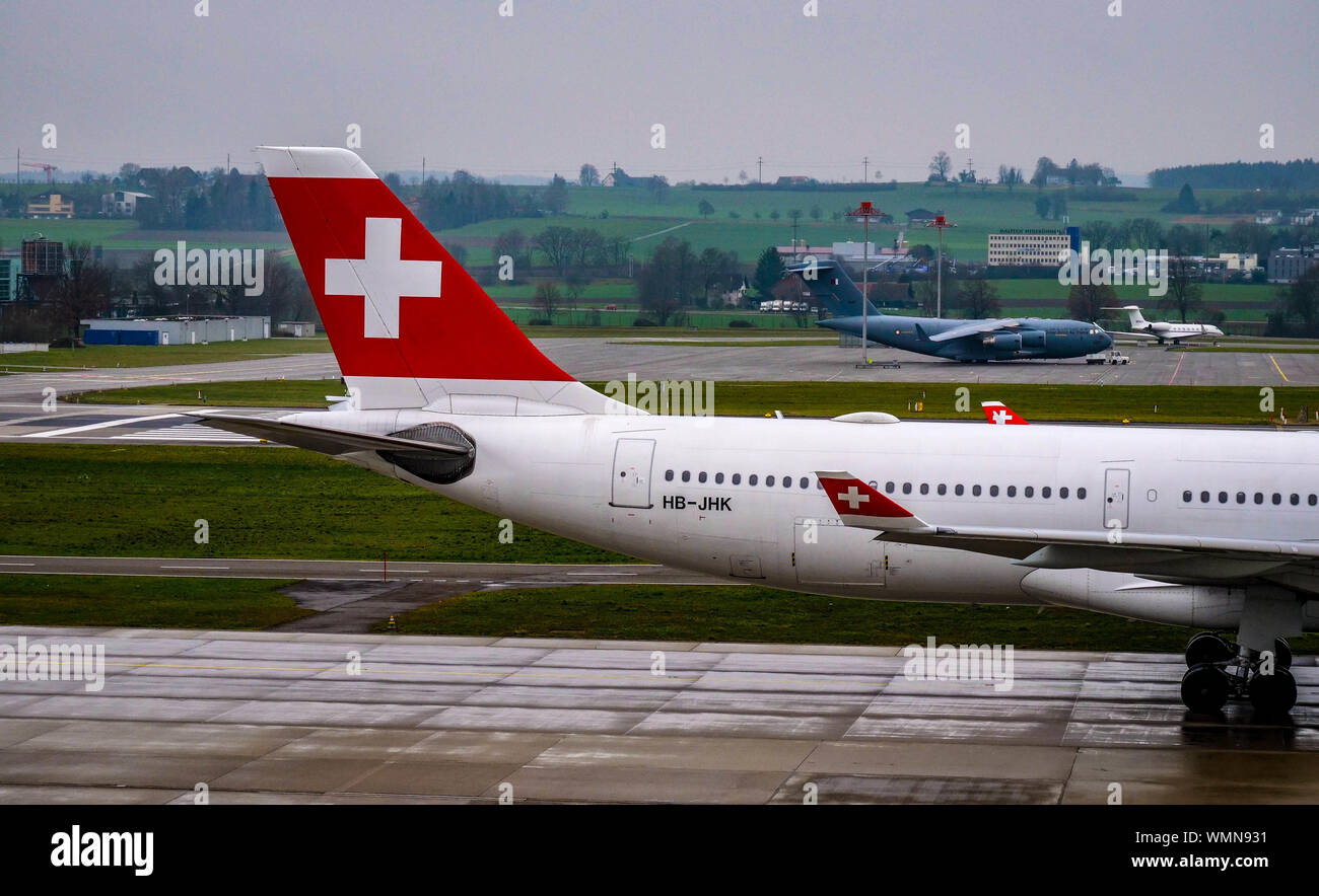 Swiss international Airlines airplane rotation out of Zurich airport ...