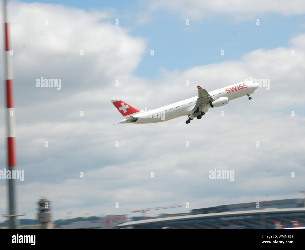 Swiss international Airlines airplane rotation out of Zurich airport ...