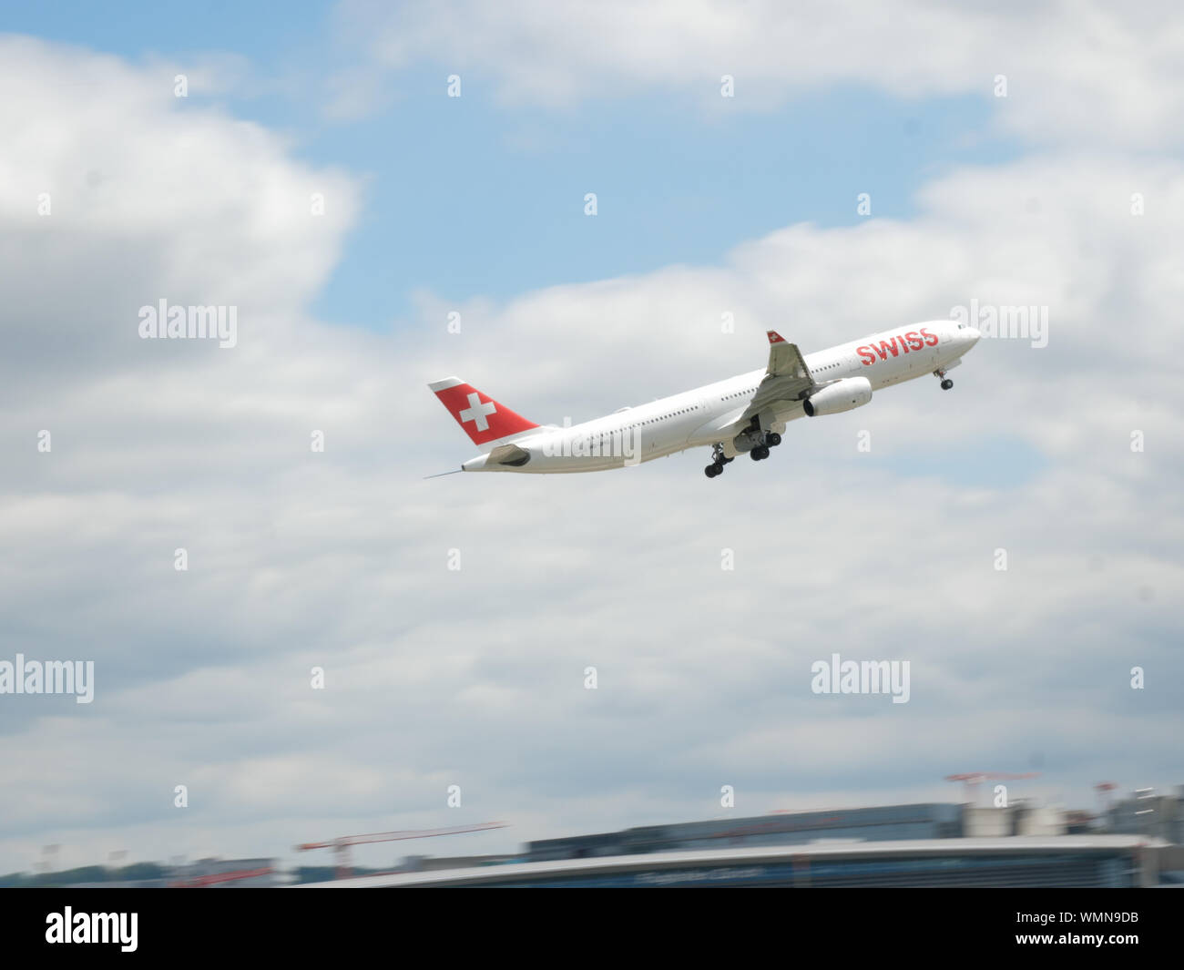 Swiss international Airlines airplane rotation out of Zurich airport ...
