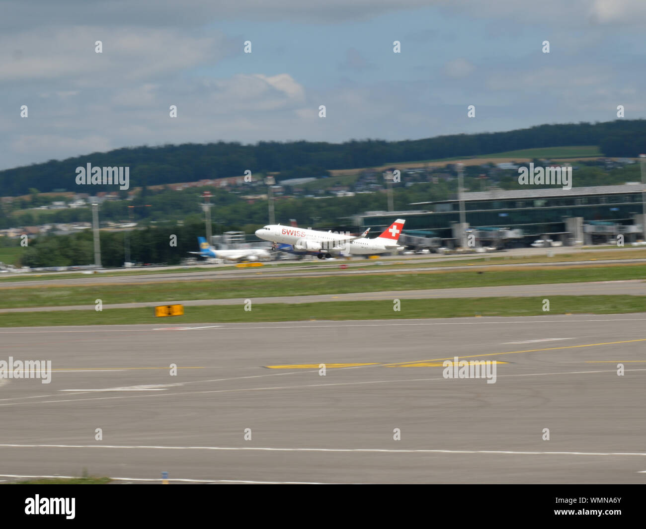 Swiss international Airlines airplane rotation out of Zurich airport ...