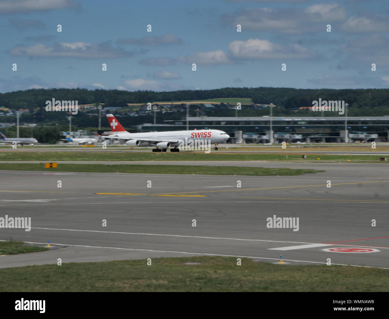 Swiss international Airlines airplane rotation out of Zurich airport ...