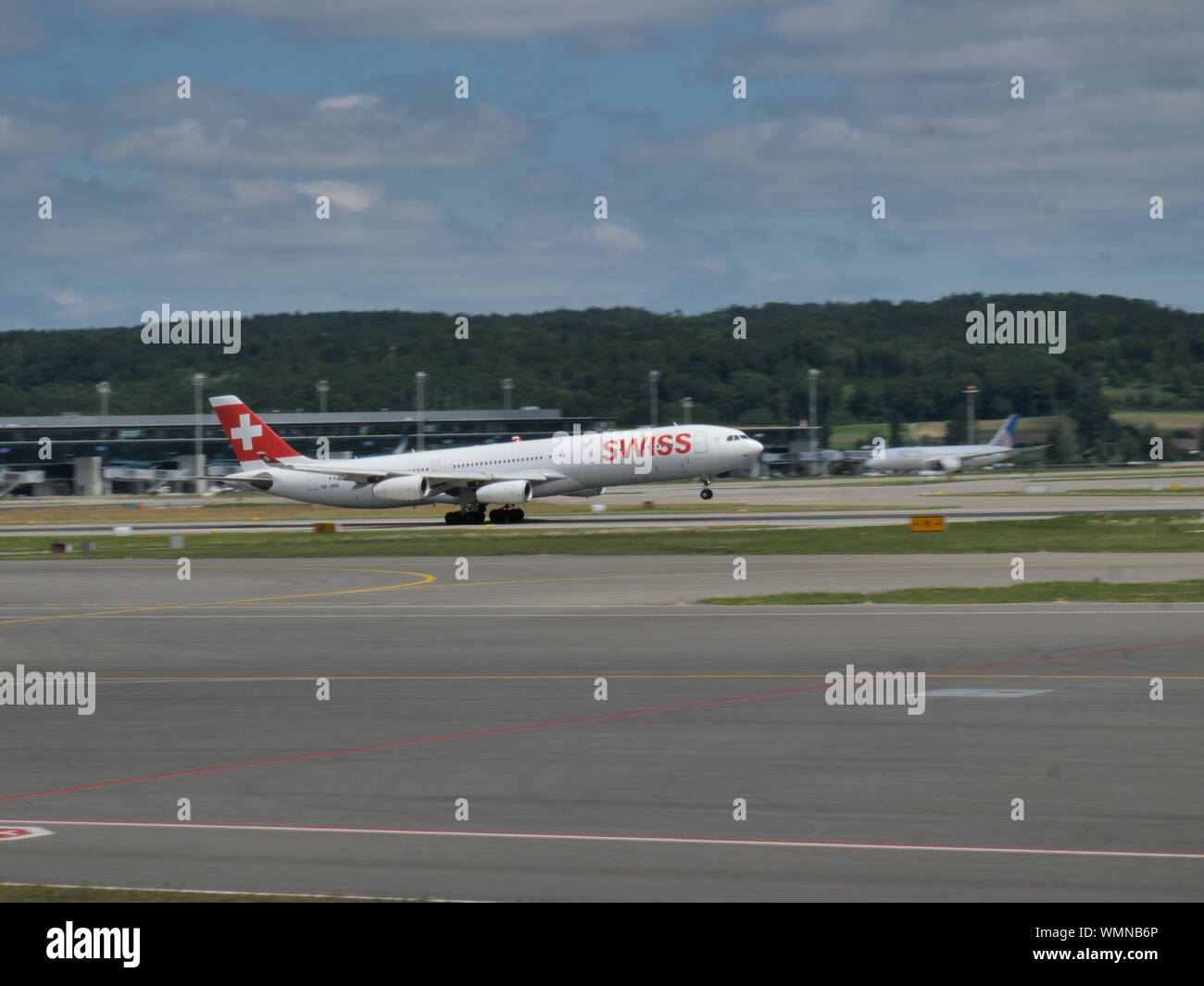 Swiss international Airlines airplane rotation out of Zurich airport ...