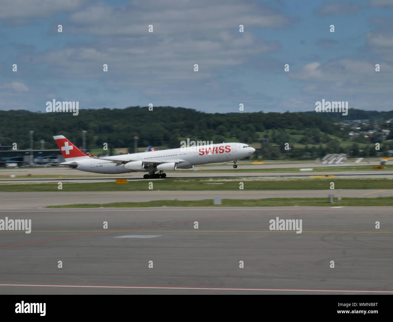 Swiss international Airlines airplane rotation out of Zurich airport ...