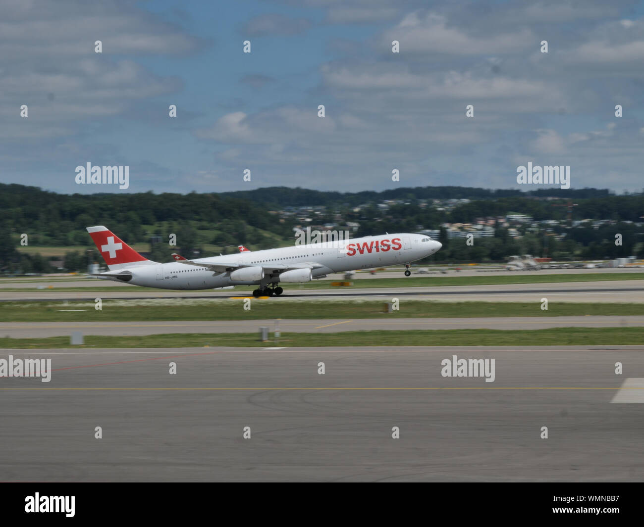Swiss international Airlines airplane rotation out of Zurich airport ...