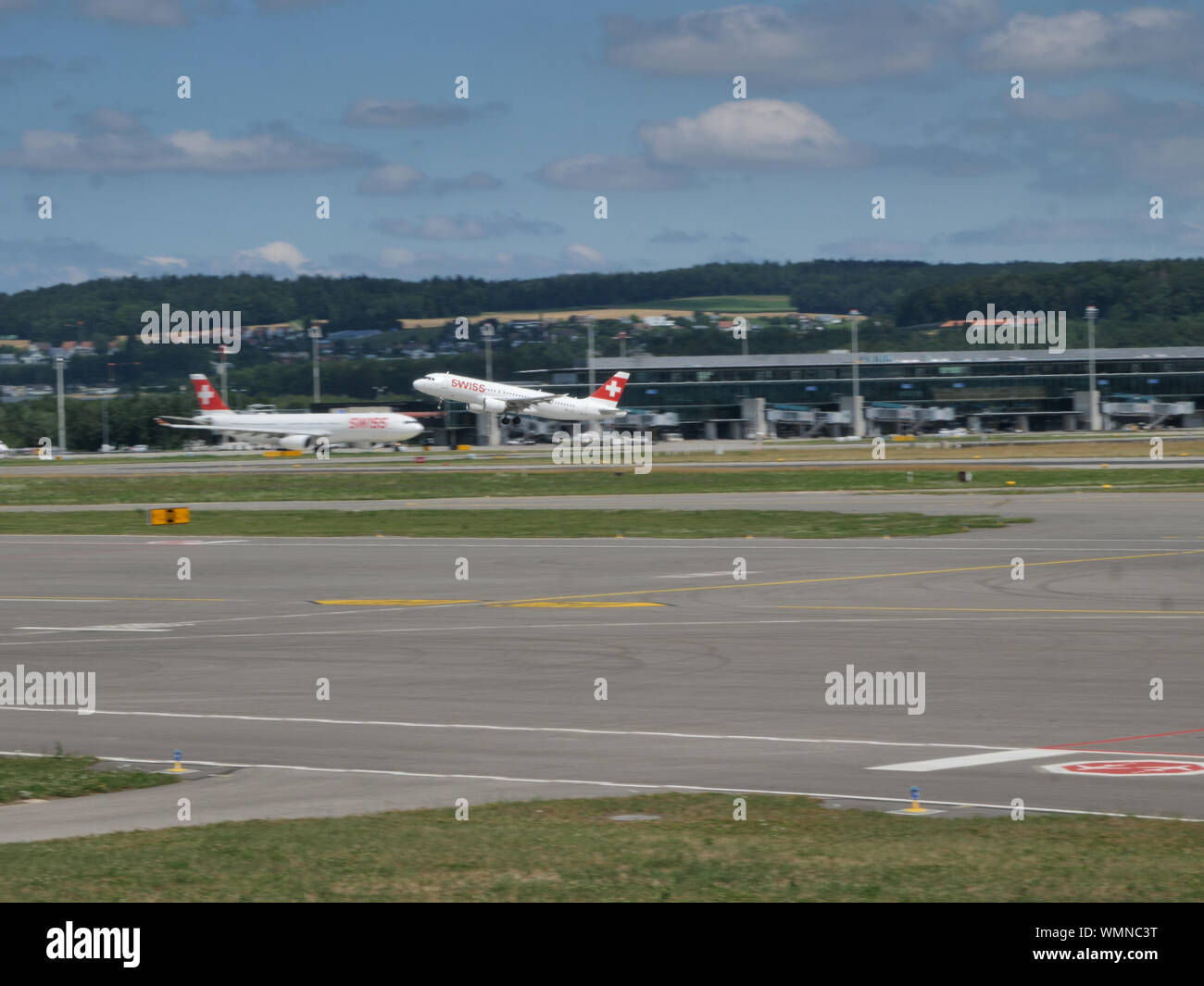Swiss international Airlines airplane rotation out of Zurich airport ...
