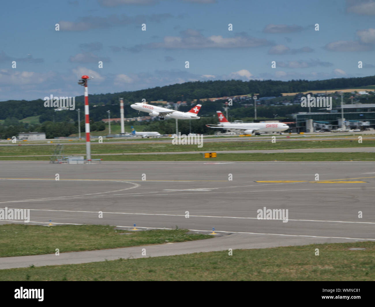 Swiss international Airlines airplane rotation out of Zurich airport ...
