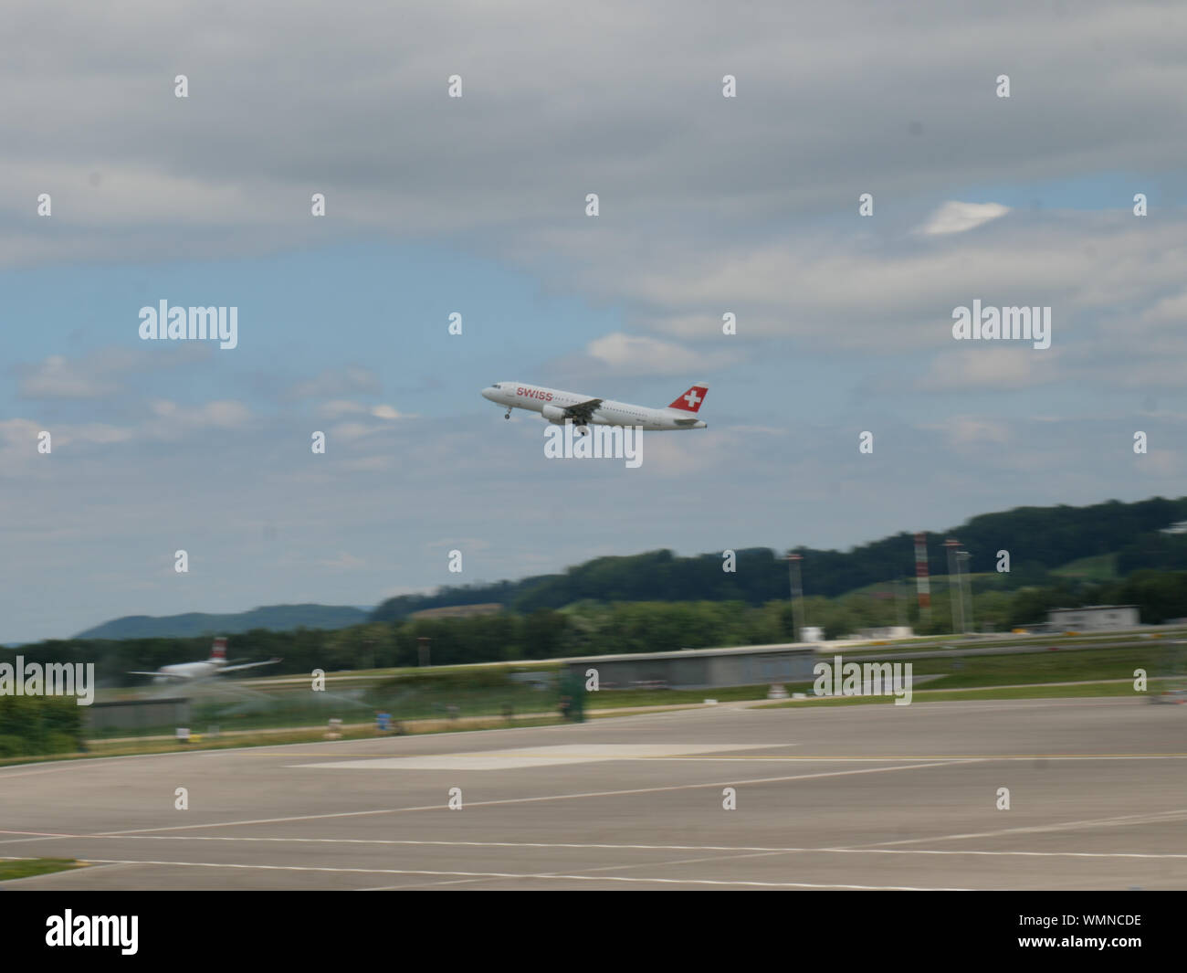 Swiss international Airlines airplane rotation out of Zurich airport ...