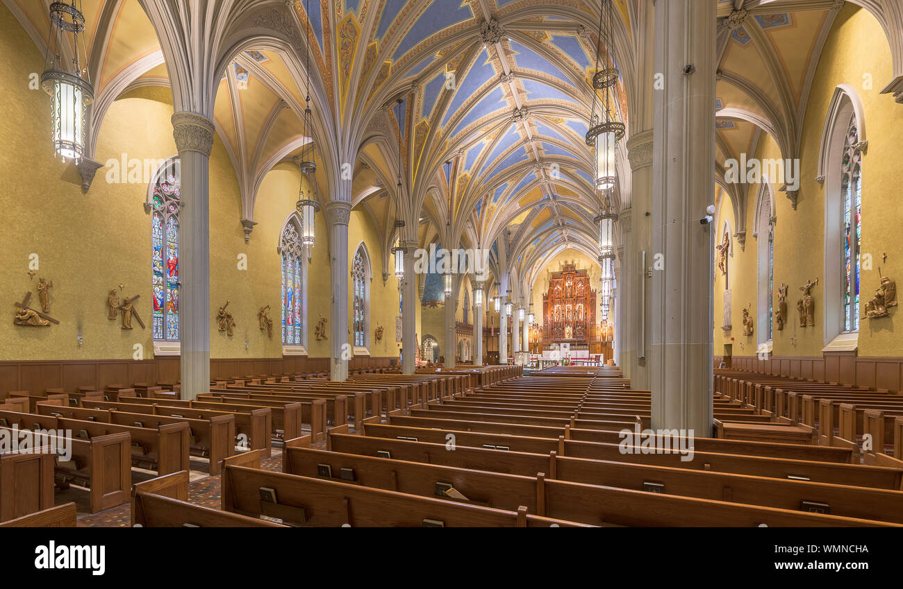 Interior and nave of the Cathedral of St. John the Evangelist ...