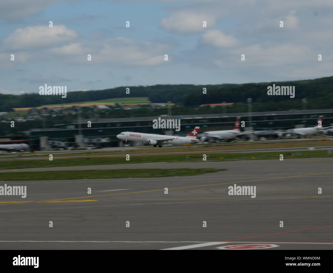 Swiss international Airlines airplane rotation out of Zurich airport ...