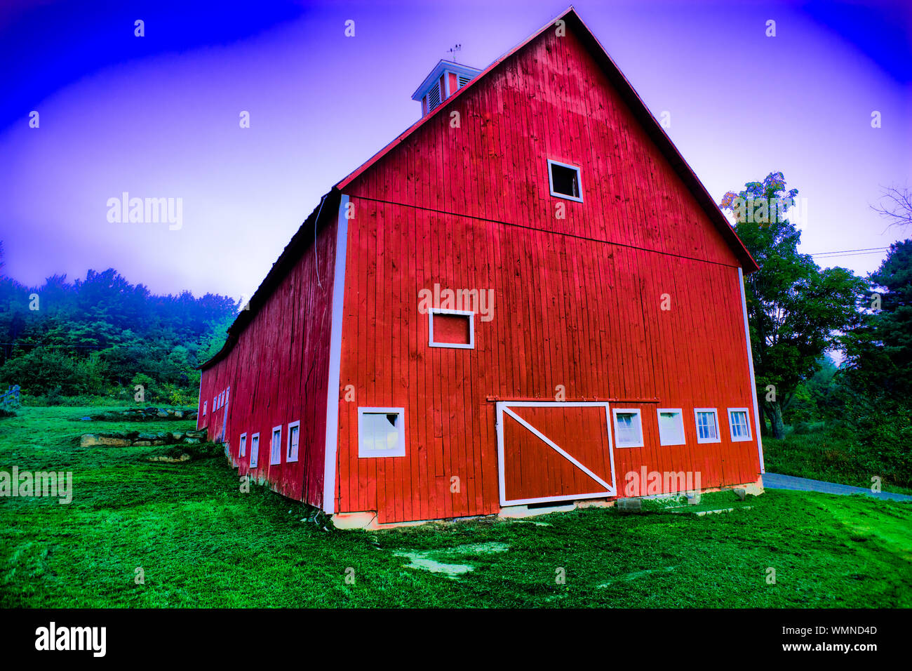 Digitally enhanced red barn, Stowe Vermont, USA Stock Photo Alamy