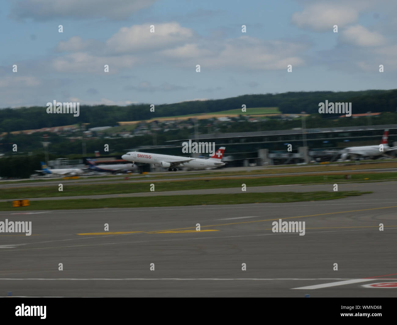Swiss international Airlines airplane rotation out of Zurich airport ...