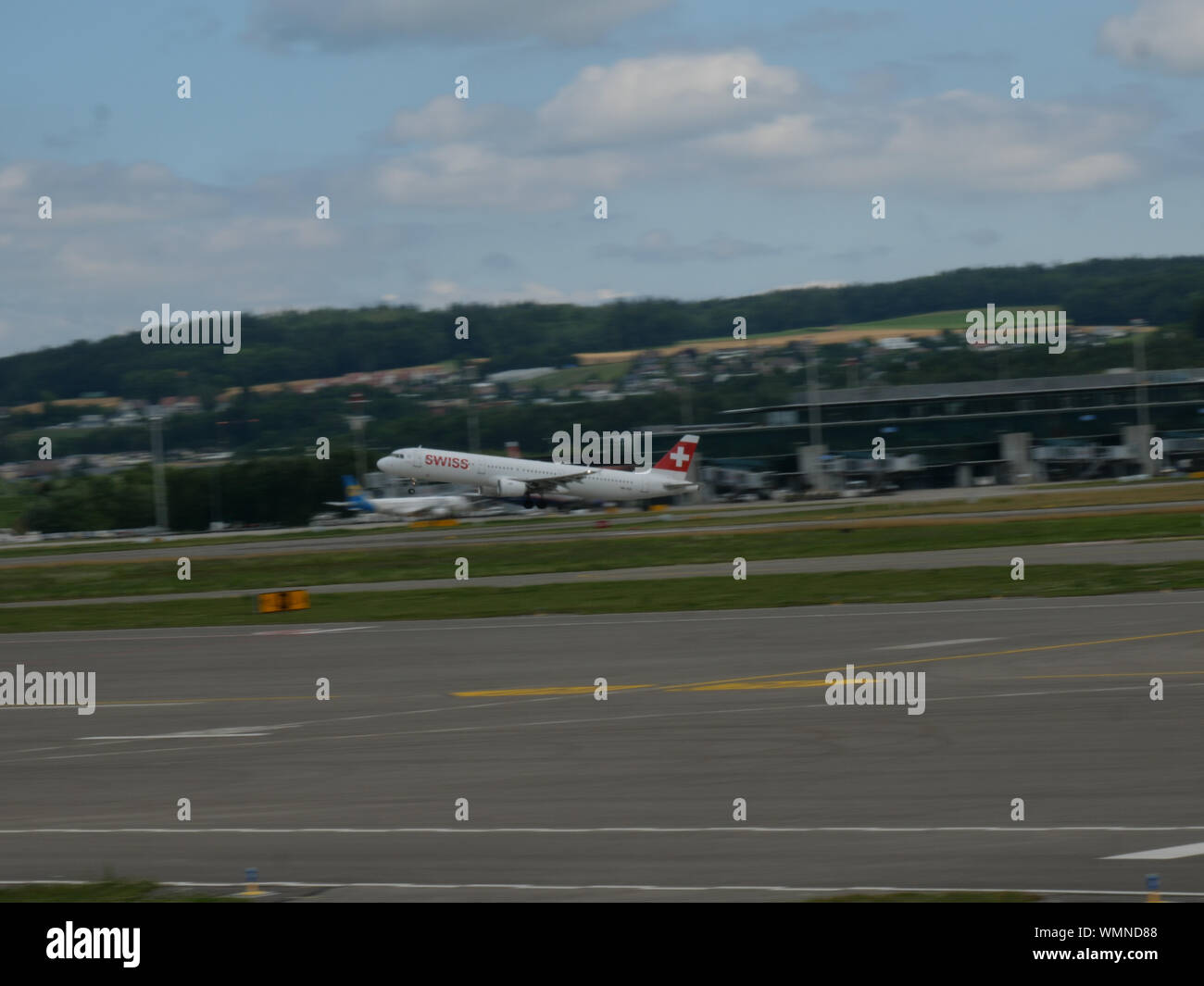 Swiss international Airlines airplane rotation out of Zurich airport ...