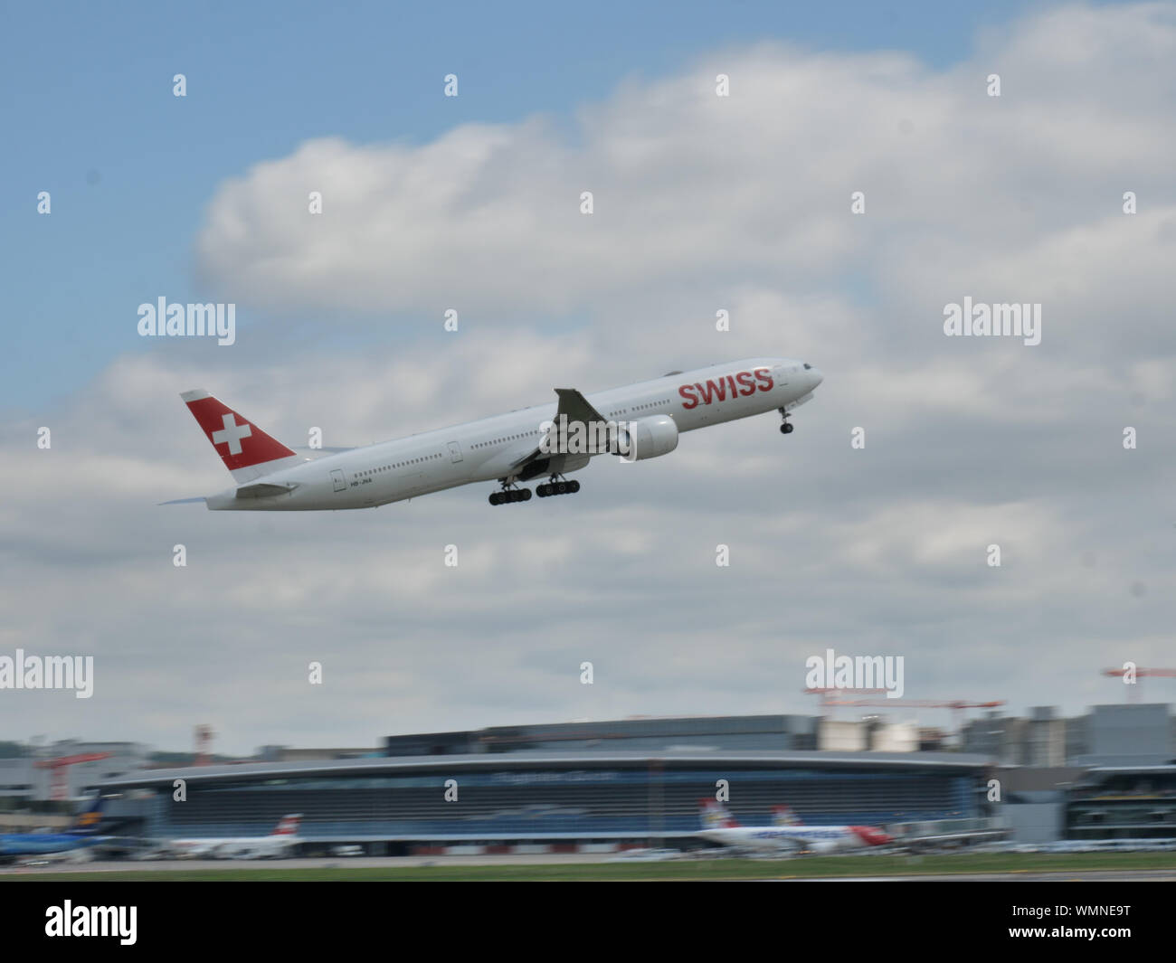 Swiss international Airlines airplane rotation out of Zurich airport ...
