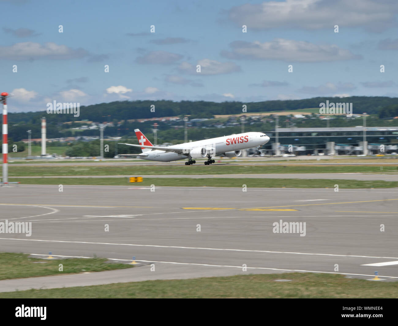 Swiss international Airlines airplane rotation out of Zurich airport ...