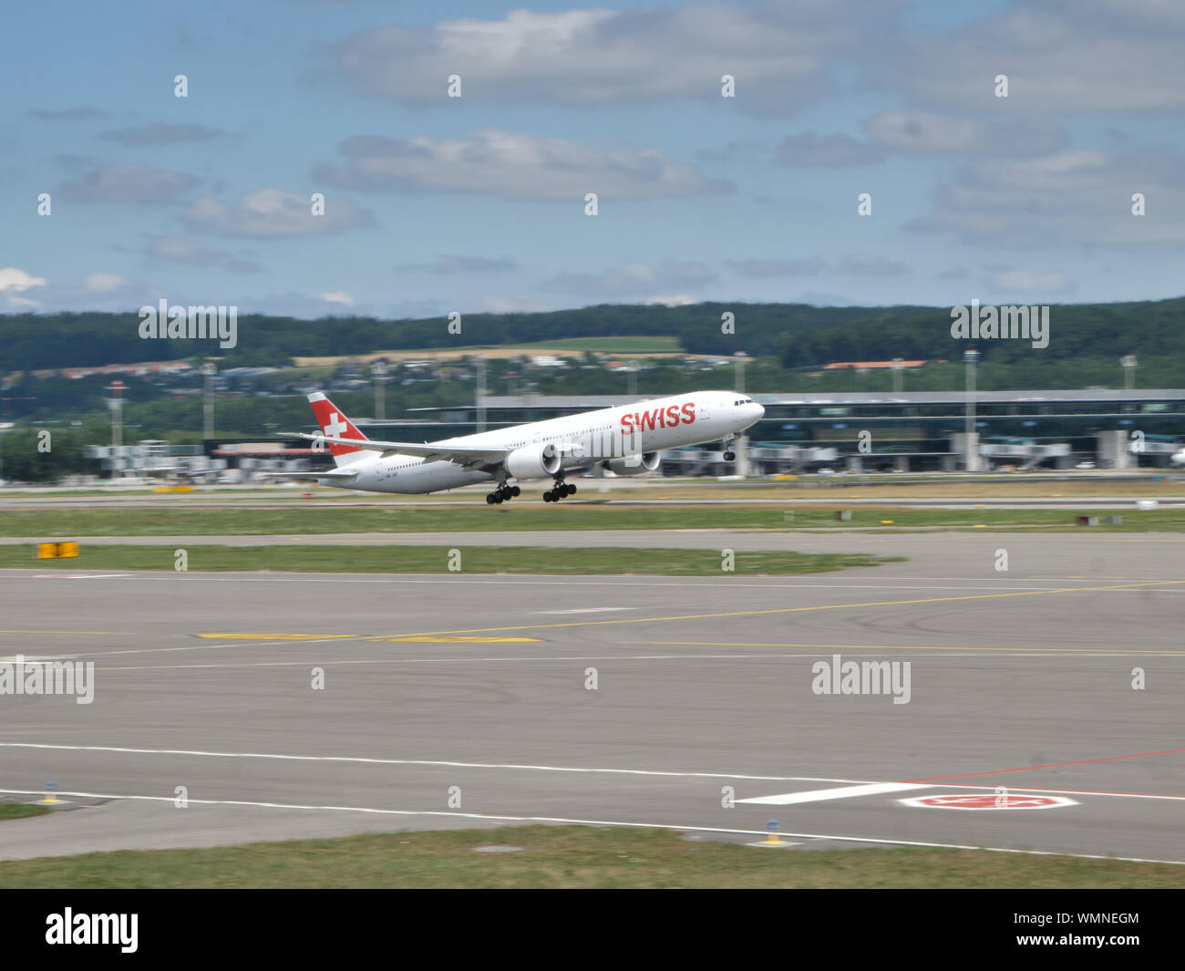 Swiss international Airlines airplane rotation out of Zurich airport ...