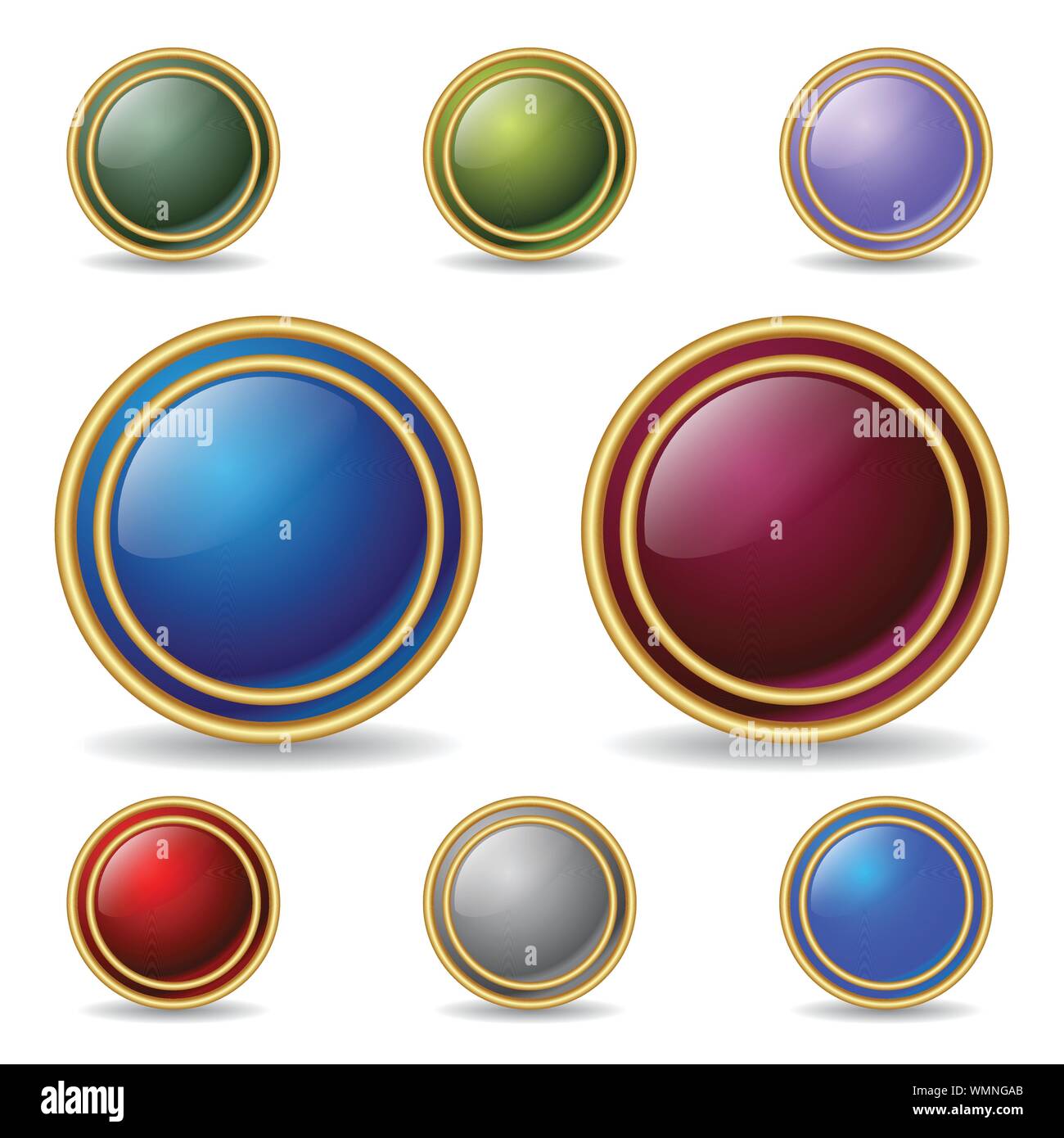 Color buttons with double gold rings Stock Vector Image & Art - Alamy