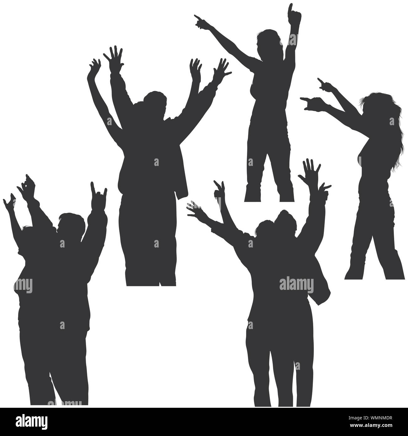 Hands Up Silhouettes Stock Vector