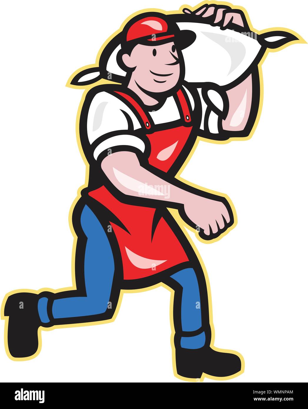 Flour Miller Carry Sack Walking Cartoon Stock Vector Image & Art - Alamy