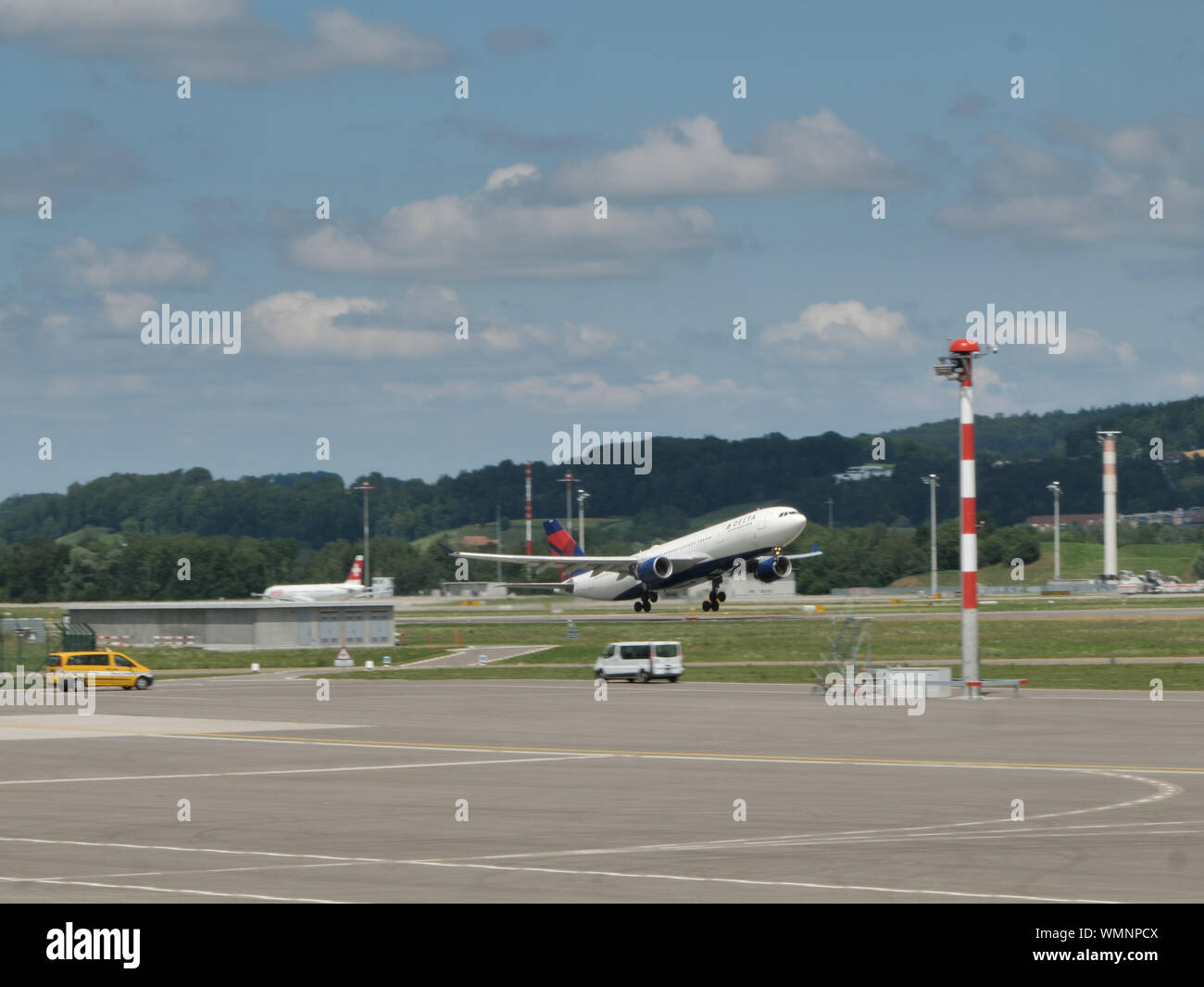 Delta Airlines plane landing at zurich airport Stock Photo Alamy