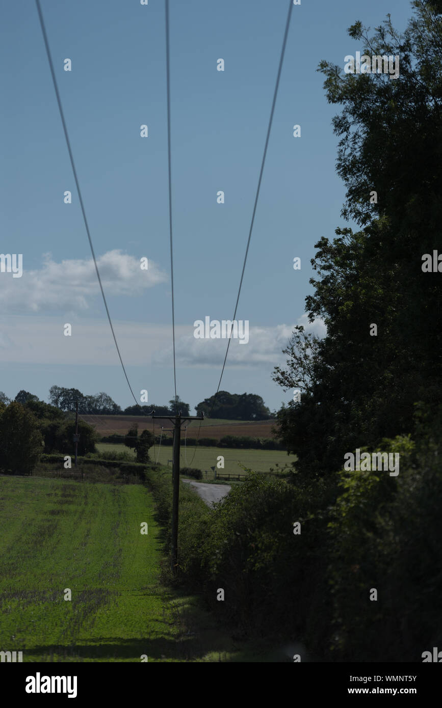 fields in countryside side beauty on a summers day with rolling hills downs Stock Photo